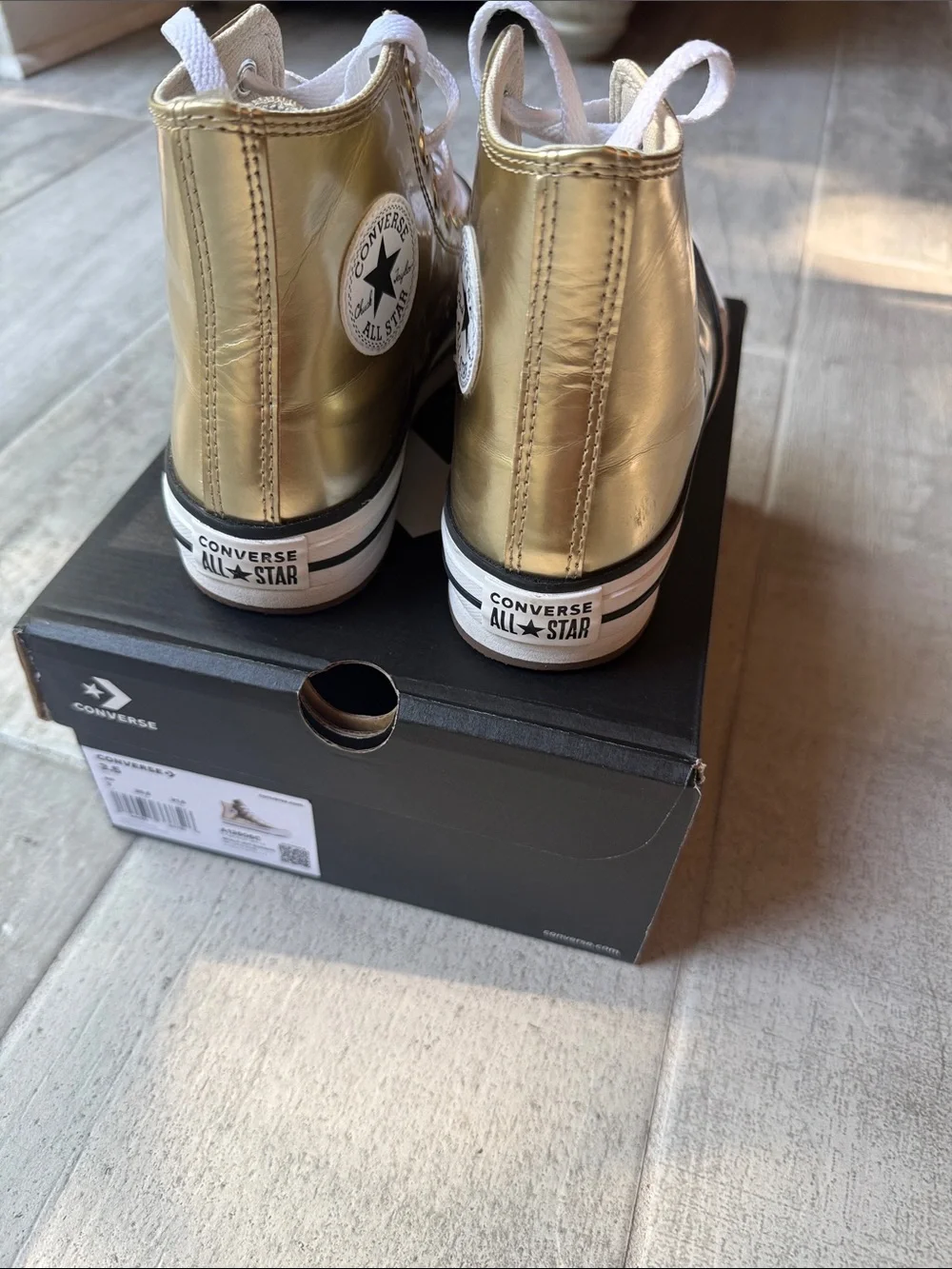 Converse Kids Metallic Gold High-Top Sneakers with White Accents